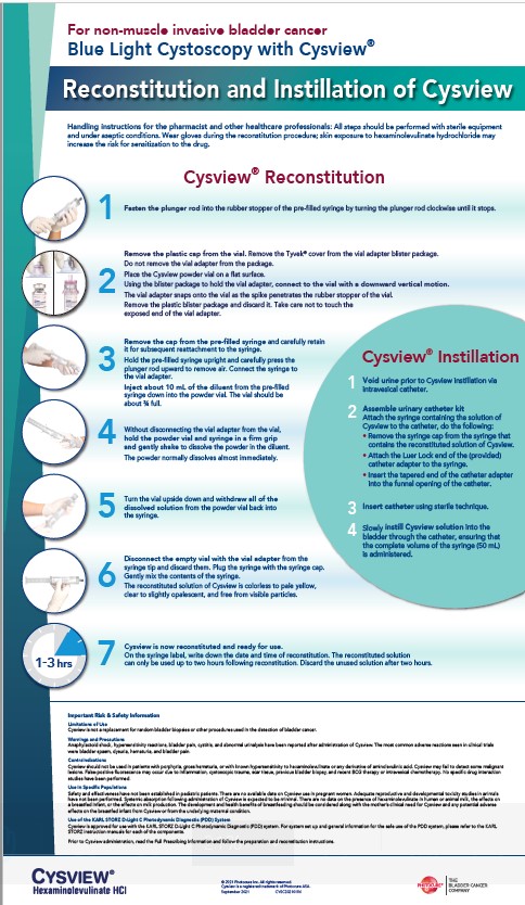 Cysview for bladder cancer cystoscopy procedure reconstitution brochure
