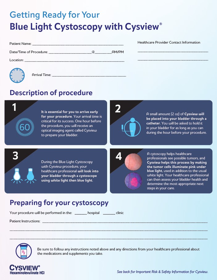 Patient info about Blue Light Cystoscopy with Cysview